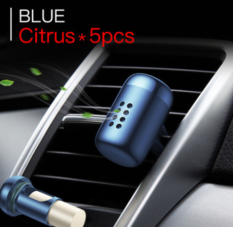ScentFrame Blue Citrus air freshener clipped to car vent